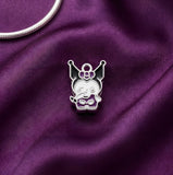 Bracelet Charm - Sanrio - Kuromi Silver Metallic Bead With Purple Bow Face