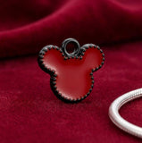 Bracelet Charm - Mickey Mouse - Red Mickey Head Silhouette Beaded Border
