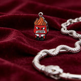 Bracelet Charm - Inside Out - Anger, Red Square Head With Flames And Tie
