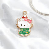 Bracelet Charm - Hello Kitty - In Santa Hat And Green Christmas Tree Dress