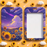 ID Card Badge Holder - Sunflower Field At Sunset with Clouds and Shooting Star
