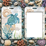 ID Card Badge Holder - Seascape with Turtle and Coral