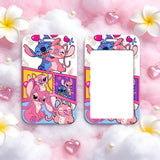 ID Card Badge Holder - Lilo & Stitch (Disney) - Stitch and Angel Hugging Pink White