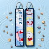Embroidery Keychain - Pokémon - Squirtle (Large Blue Wavy Background)