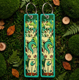Embroidery Keychain - Pokémon - Leafeon (Repeating Pattern Green Background)