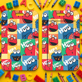 ID Card Badge Holder - Sesame Street - Elmo And Cookie Monster Colorful Blocks