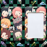 ID Card Badge Holder - Demon Slayer - Chibi Demon Slayer Characters Green Checkered