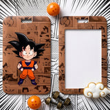 ID Card Badge Holder - Dragon Ball - Young Son Goku On Manga Panel Background