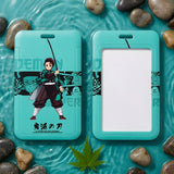 ID Card Badge Holder - Demon Slayer - Tanjiro Kamado With Sword On Teal