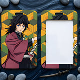 ID Card Badge Holder - Demon Slayer - Giyu Tomioka With Sword On Geometric Pattern