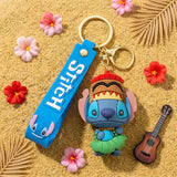3D PVC Figure Keychain - Lilo & Stitch - Stitch In Hula Outfit With Crown