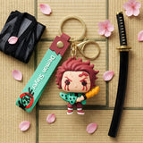 3D PVC Figure Keychain - Demon Slayer - Tanjiro Kamado Chibi Figure With Sword
