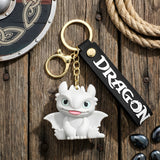 3D PVC Figure Keychain - How to Train Your Dragon - Light Fury Sitting With Tongue Out