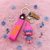 3D PVC Figure Keychain - Trolls - Poppy Figure With Blue Headband