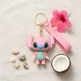 3D PVC Figure Keychain - Lilo & Stitch - Pink Angel Chibi Figure