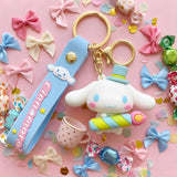 3D PVC Figure Keychain - Sanrio - Cinnamoroll In A Blue Top Hat Holding A Candle