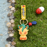 3D PVC Figure Keychain - Pokémon - Leafeon Sitting With A Shooting Star Charm