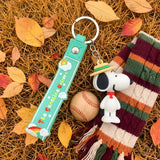 3D PVC Figure Keychain - Peanuts - Snoopy Wearing A Straw Hat And Red Scarf