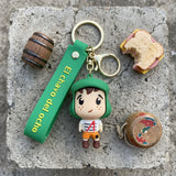 3D PVC Figure Keychain - El Chavo del Ocho - El Chavo Cartoon Figure With Green Strap