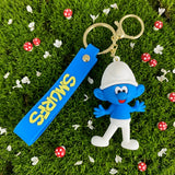 3D PVC Figure Keychain - The Smurfs - Smurf Figure With Blue Strap