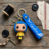 3D PVC Figure Keychain - Coraline - Chibi Yellow Raincoat Standing