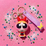 3D PVC Figure Keychain - Powerpuff Girls - Blossom Pink Outfit With Beautiful Strap
