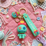 3D PVC Figure Keychain - Lilo & Stitch - Scrump Pink Bow Cross