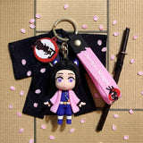 3D PVC Figure Keychain - Demon Slayer - Kanao Tsuyuri Chibi With Cat Ears