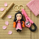 3D PVC Figure Keychain - Demon Slayer - Nezuko Kamado Chibi Pink Kimono