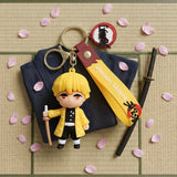 3D PVC Figure Keychain - Demon Slayer - Zenitsu Agatsuma Yellow Haori with Nichirin Sword