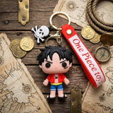 3D PVC Figure Keychain - One Piece - Monkey D. Luffy Red Shirt Blue Shorts Chibi
