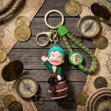 3D PVC Figure Keychain - One Piece - Roronoa Zoro Chibi Sitting On Barrel