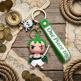 3D PVC Figure Keychain - One Piece - Roronoa Zoro Chibi with Green Cape and Sword