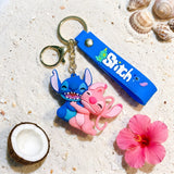 3D PVC Figure Keychain - Lilo & Stitch - Stitch And Angel Hugging