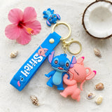 3D PVC Figure Keychain - Lilo & Stitch - Stitch And Angel Kissing