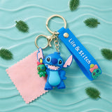 3D PVC Figure Keychain - Lilo & Stitch - Stitch Holding Scrump Doll