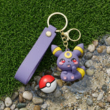 3D PVC Figure Keychain - Pokemon - Umbreon Chibi Sitting with Pink Cheeks