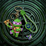 3D PVC Figure Keychain - Teenage Mutant Ninja Turtles - Donatello Purple Mask with Bo Staff