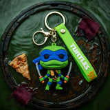 3D PVC Figure Keychain - Teenage Mutant Ninja Turtles - Leonardo Blue Mask with Katanas