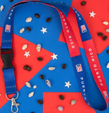 Lanyard - Puerto Rico - Red and Blue Flag Blocks Detachable Buckle