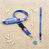 Lanyard - Puerto Rico - Blue and White Flag Detachable Buckle
