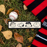 Embroidery Keychain - Peanuts - Linus, Snoopy, Lucy & Charlie Brown Faces (Cream)