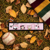 Embroidery Keychain - Peanuts - Snoopy, Lucy & Charlie Brown Panels (Pink)