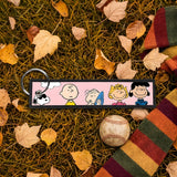Embroidery Keychain - Peanuts - Snoopy, Charlie Brown & Friends (Pink)