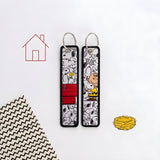 Embroidery Keychain - Peanuts - Snoopy, Woodstock & Charlie Brown (White)