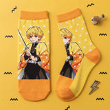 Socks - Demon Slayer - Zenitsu Agatsuma Holding Sword Yellow Ankle Socks (1 Pair)