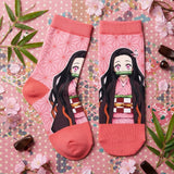 Socks - Demon Slayer - Nezuko Kamado Pink Geometric Ankle Socks (1 Pair)