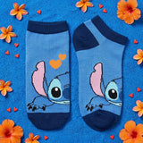Socks - Disney - Stitch Face Blue Orange Hearts Ankle Socks (1 Pair)