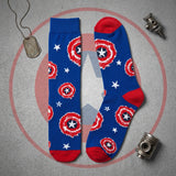 Socks - Marvel - Captain America Shield Star Pattern Blue Crew Socks (1 Pair)