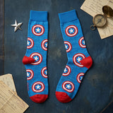 Socks - Marvel - Captain America Shield Pattern Blue Heather Crew Socks (1 Pair)